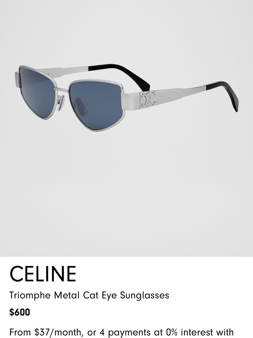 Silver Frame Black Lens Cat-Eye Sunglasses - Women